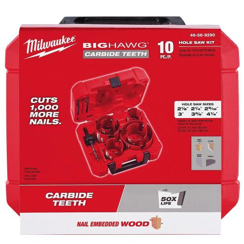 10 PC BIG HAWG? with Carbide Teeth Hole Saw Kit