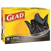 Glad Easy-Tie 11837PAK2 Garbage Bag, L, Plastic, Black