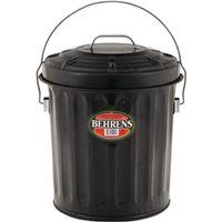 Behrens B907P Ash Pail, 7.5 gal, Steel, Black