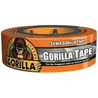 Gorilla 105634 Duct Tape, 30 yd L, 1.88 in W, Polyethylene Backing, Silver