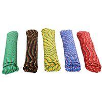 ProSource 706036-PDQ Rope, 3/8 in Dia, 100 ft L, 244 lb Working Load, Polypropylene, Black/Blue/Green/Red/Yellow