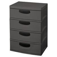 Sterilite 01743V01 Drawer Unit, 4-Drawer, Plastic, 25-5/8 in OAW, 35-3/4 in OAH, 19-1/4 in OAD