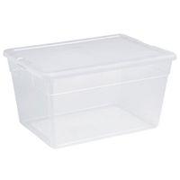 Sterilite 16598008 Storage Box, 56 qt Capacity, Plastic, Clear/White