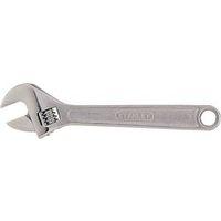 STANLEY 87-471 Adjustable Wrench, 10 in OAL, 1-2/11 in Jaw, Steel, Chrome, Plain-Grip Handle