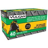 Vulcan FG-03812-05 Lawn and Leaf Bag, 39 gal, Black