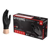 Gloveworks GPNB44100 Non-Sterile Disposable Gloves, M, Nitrile, Powder-Free, Black, 13.86 in L