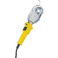 PowerZone ORTL010625 Work Light with Metal Guard and Single Outlet, 12 A, Incandescent Lamp, 25 ft L Cord, Yellow
