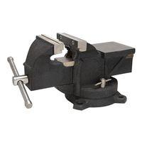 Vulcan JL25013 Bench Vise, 6 in Jaw Opening, 1/2 in W Jaw, 3 in D Throat, Cast Iron Steel, Serrated Jaw