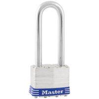 Master Lock 1DLJ Padlock, 1-3/4 in W Body, Keyed Different Key, 5/16 in Dia Shackle, 2-1/2 in H Shackle, Silver