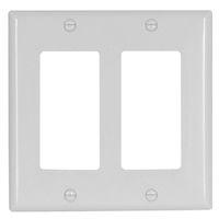 Eaton 2152W-BOX Wallplate, 4-1/2 in L, 4.56 in W, 2-Gang, Thermoset Plastic, White, High-Gloss
