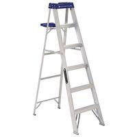 Louisville AS2106 Step Ladder, 6 ft H, Type I Duty Rating, Aluminum, 250 lb, 5-Step, 124 in Max Reach