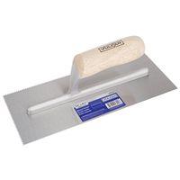 Vulcan 16110-1/16" Trowel, 4-1/2 in W Blade, Notched Blade, Aluminum Blade, Wood Handle, Wood Handle, 11 in OAL