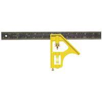 STANLEY 46-123 Combination Square, 12 in L Blade, 1/8 in, 1/16 in Graduation, Steel Blade
