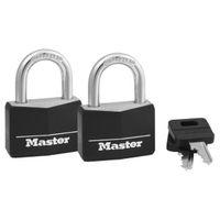 Master Lock 141T Padlock, Keyed Alike Key, 1/4 in Dia Shackle, Steel Shackle, Brass Body, 1-9/16 in W Body