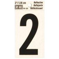Hy-Ko RV-25 Series RV-25/2 Self-Adhesive Reflective Number, Character: 2, 2 in H Character, Black Character, Vinyl