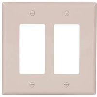 Eaton PJ262W Decorative Wallplate, 4-1/2 in L, 4.56 in W, 2-Gang, Polycarbonate, White, High-Gloss