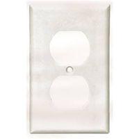 Eaton 2132W Receptacle Wallplate, 4-1/2 in L, 2-3/4 in W, Standard, 1-Gang, Thermoset, White, High-Gloss, Screw
