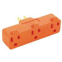 Eaton 4402RN-BOX Cube Outlet Adapter, 2 -Pole, 15 A, 125 V, 3 -Outlet, NEMA: NEMA 5-15R, Orange