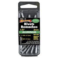Arrow RMA1/8 Pop Rivet, Medium, 1/4 in Grip, 1/4 in L, Aluminum, Silver, 20/PK
