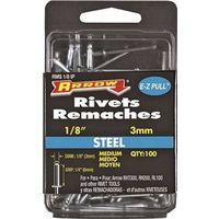Arrow RMS1/8IP Pop Rivet, Medium, 1/4 in Grip, 1/4 in L, Steel, 100/PK
