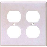 Eaton Wiring Devices 2150W-BOX Receptacle Wallplate, 4-1/2 in L, 4-9/16 in W, 2 -Gang, Thermoset, White