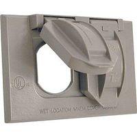 Hubbell 5180-0 Cover, Flip, Snap, 2-13/16 in L, 4-9/16 in W, 1-Gang, Metal, Gray, Powder-Coated, 24/CT
