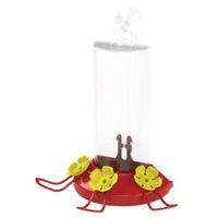 Perky-Pet 217 Bird Feeder, Window-Mount, 8 oz, 3-Port/Perch, Acrylic/Plastic, Clear/Red, 8.4 in H