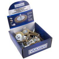 Vulcan 323700OR Assorted/Coarse-Grade Wire Wheel Brush Kit, 1-1/2, 2, 2-1/2, 3 in Dia, 1/4 in Arbor/Shank