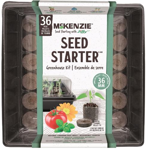 Mckenzie Jiffy Seed Starting 142513 Greenhouse Kit, 11 in L Tray, 11 in W Tray, 36-Cell