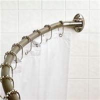 Zenna Home 35603BN06/35061BN Shower Rod, 60 to 72 in L Adjustable, 1 in Dia Rod, Aluminum, Brushed Nickel