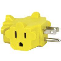 PowerZone ORAD0200 Outlet Tap, 125 V, 3-Outlet, Yellow