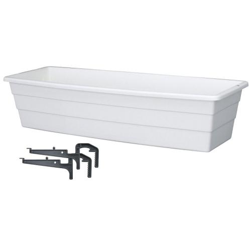 DCN 2900/6 Balcony Planter, 5-5/8 in H, 8-3/4 in W, 24-1/4 in D, Classic Design, Plastic, White