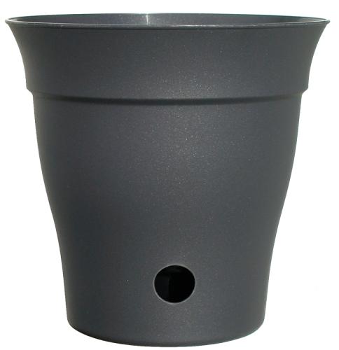 DCN 4708-04 Planter, 8 in Dia, 8 in H, Round, Sleek Design, Plastic, Slate