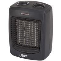 PowerZone PTC-700 Heater, 12.5 A, 120 V, 1500 W, 1500 W Heating, 2-Heat Setting, Black
