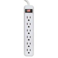 PowerZone OR801118 Power Outlet Strip, Straight Plug, 6-Socket, 15 A, 125 V