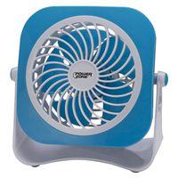 PowerZone QT-U403B Tabletop Fan, 5 VDC, 4 in Dia Blade, 5-Blade, 2-Speed, 48 in L Cord, White/Blue OR White/Red