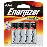 Energizer E91 E91BP-4 Battery, 1.5 V Battery, 2850 mAh, AA Battery, Alkaline, Manganese Dioxide, Zinc, Silver