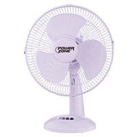 PowerZone FT-30 Oscillating Table Fan, 120 V, 12 in Dia Blade, 3-Blade, 3-Speed, 882 cfm Air, 72 in L Cord, White