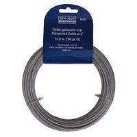 Ben-Mor 83044 Aircraft Cable, 3/16 in Dia, 50 ft L, 4200 lb Working Load, Carbon Steel, Galvanized