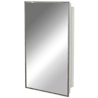 Zenith 105 Medicine Cabinet, 16-1/8 in OAW, 4-1/2 in OAD, 26-1/8 in OAH, Plastic/Stainless Steel, 2-Shelf