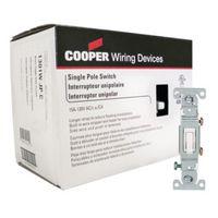 Eaton Wiring Devices 1301W-JP-C Toggle Switch, 15 A, 120 V, Polycarbonate Housing Material, White, Wall Mount