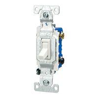 Eaton Cooper Wiring 1303W Toggle Switch, 15 A, 120 V, Polycarbonate Housing Material, White