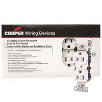 Eaton Wiring Devices 270W-JP-C Duplex Receptacle, Nylon, White, 2-Pole, 15 A, 125 V, Push-in, Side Wiring