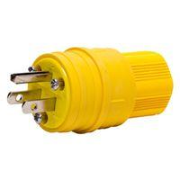 Eaton Cooper Wiring 14W47 Electrical Plug, 2 -Pole, 15 A, 125 V, IP66, NEMA: NEMA 5-15, Yellow