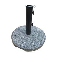 Seasonal Trends 59657 Umbrella Base, 15.7 in Dia, 13.7 in H, Round, Stone, Steel and Plastic, Gray and Black