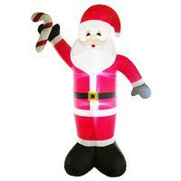 Hometown Holidays 90339 Christmas Inflatable Santa/Candy Cane, 6 ft H, Nylon, Red, Super LED Bulb