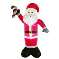 Hometown Holidays 90347 Christmas Inflatable Santa/Candy Cane, 19 ft H, Nylon, Red