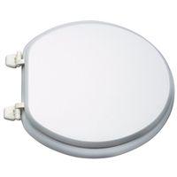 ProSource T-17WM-3L Toilet Seat, Round, MDF Molded Fiberboard, White, Plastic Hinge