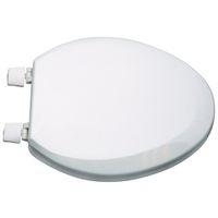 ProSource T-19WM-3L Toilet Seat, Elongated, MDF Molded Fiberboard, White, Plastic Hinge