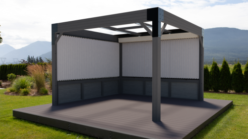 THE MESA 11' X 11' RETRACTABLE SUNSHADE PERGOLA W/GARAGE